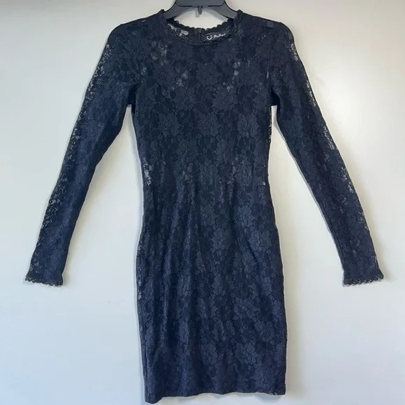 For Love And Lemons | Dresses | For Love And Lemons Black Lace Long Sleeve  Slip Dress | Poshmark
